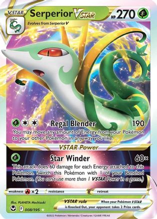 Serperior VSTAR 008/195  - Holofoil SWSH12 Silver Tempest - Ultra Rare