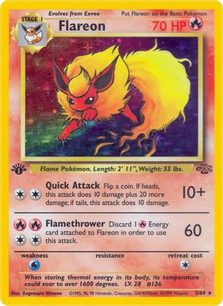 Flareon (3) 003/64 - 1st Edition Holofoil Jungle - Holo Rare