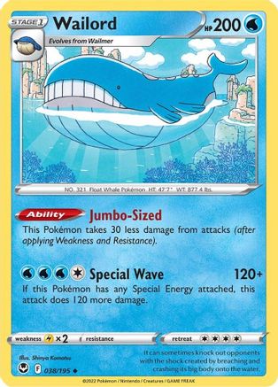 Wailord 038 - Reverse Holofoil - Uncommon