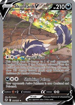 Skuntank V (Alternate Full Art) 181/195  - Holofoil SWSH12 Silver Tempest - Ultra Rare