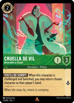 Cruella De Vil (Miserable as Usual) - 72/204 - Rare