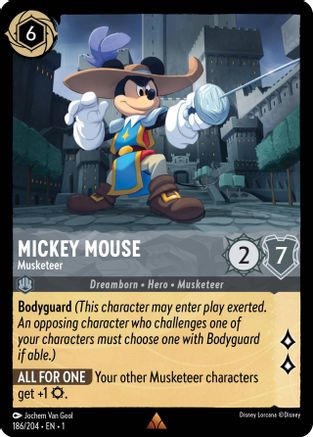 Mickey Mouse (Musketeer) - 186/204 - Rare (Foil)