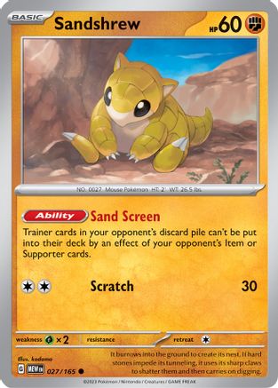 Sandshrew 027/165 - Reverse Holofoil SV Scarlet & Violet 151 - Common
