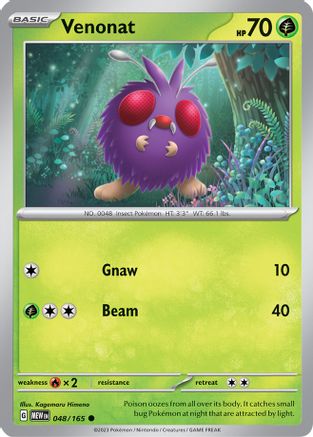 Venonat 048/165 - Reverse Holofoil SV Scarlet & Violet 151 - Common