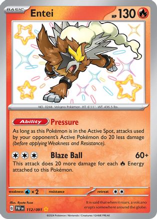 Entei 112/091 - Holofoil SV Paldean Fates - Shiny Rare