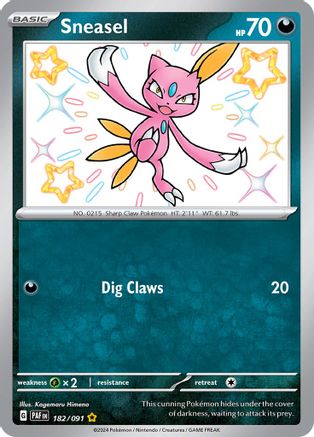 Sneasel 182/091 - Holofoil SV Paldean Fates - Shiny Rare