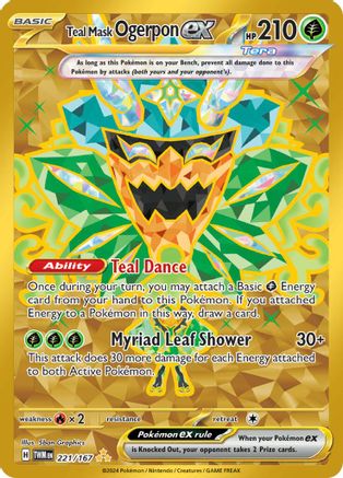 Teal Mask Ogerpon ex 221/167 - Holofoil SV06 Twilight Masquerade - Hyper Rare