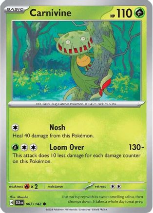 Carnivine 007/142 - Reverse Holofoil SV07 Stellar Crown - Common