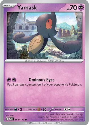 Yamask 062/142 - Reverse Holofoil SV07 Stellar Crown - Common