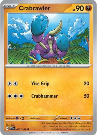 Crabrawler 087/142 - Reverse Holofoil SV07 Stellar Crown - Common