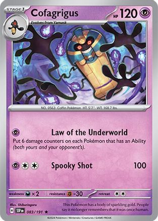 Cofagrigus 083/191 - Reverse Holofoil SV08 Surging Sparks - Rare