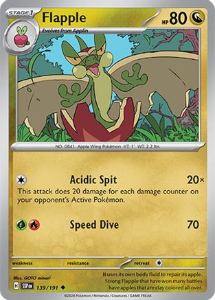 Flapple 139/191 - Reverse Holofoil SV08 Surging Sparks - Uncommon