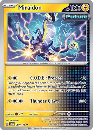 Miraidon 069/191 - Reverse Holofoil SV08 Surging Sparks - Uncommon