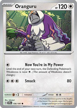 Oranguru 156/191 - Reverse Holofoil SV08 Surging Sparks - Common