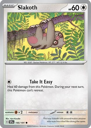 Slakoth 145/191 - Reverse Holofoil SV08 Surging Sparks - Common