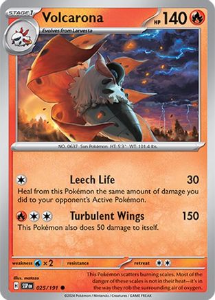 Volcarona 025/191 - Reverse Holofoil SV08 Surging Sparks - Common