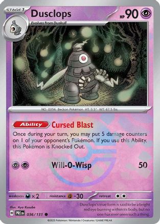 Dusclops (Poke Ball Pattern) 036/131 - Holofoil SV Prismatic Evolutions - Common