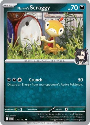 Marnie's Scraggy 132 - Reverse Holofoil SV10 Destined Rivals - Common