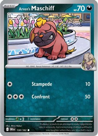 Arven's Maschiff 138 - Reverse Holofoil SV10 Destined Rivals - Common