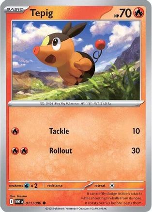 Tepig 011 - Reverse Holofoil SV White Flare - Common