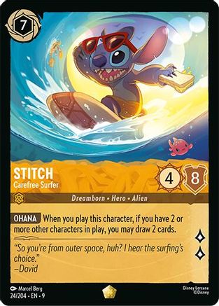 Stitch (Carefree Surfer) - 24/204 - Legendary (Foil)