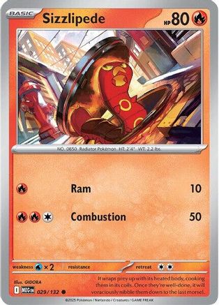 Sizzlipede 029/132 - Reverse Holofoil ME01 Mega Evolution - Common