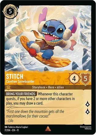 Stitch (Carefree Snowboarder) - 7/204 - Rare