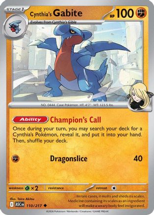 Cynthia's Gabite 110 - Uncommon