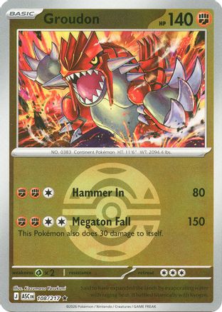 Groudon (Dusk Ball) 108 - Rare Reverse Holo
