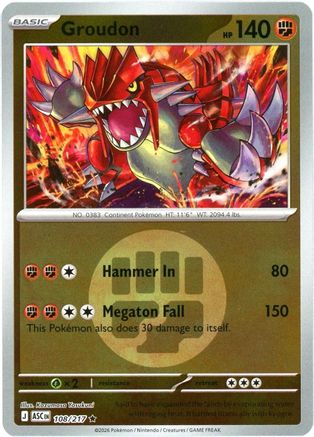 Groudon (Energy Symbol Pattern) 108 - Rare Reverse Holo