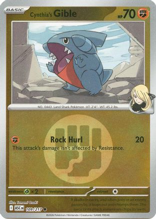 Cynthia's Gible (Energy Symbol Pattern) 109 - Common Reverse Holo
