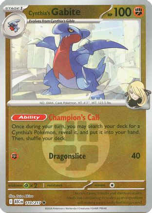 Cynthia's Gabite (Energy Symbol Pattern) 110 - Uncommon Reverse Holo