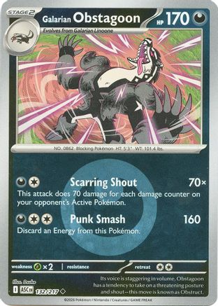 Galarian Obstagoon (Energy Symbol Pattern) 132/217 - Uncommon Reverse Holo