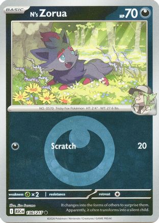 N's Zorua (Energy Symbol Pattern) 136 - Common Reverse Holo