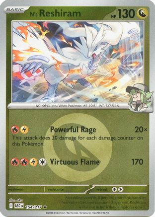 N's Reshiram (Energy Symbol Pattern) 154 - Rare Reverse Holo