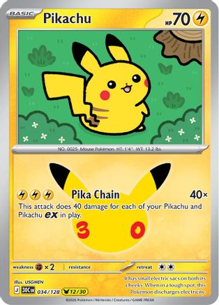 Pikachu - 034/128 - Pikachu Rare