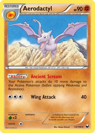 Aerodactyl - 53/108 - Rare - Reverse Holo