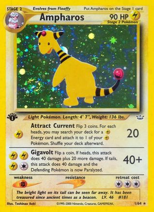 Ampharos - 1/64 - Holo Rare - Unlimited