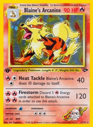 Blaine's Arcanine 001 - Unlimited Holofoil Gym Challenge - Holo Rare