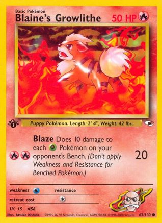 Blaine's Growlithe (62) 062 - Unlimited Gym Heroes - Common