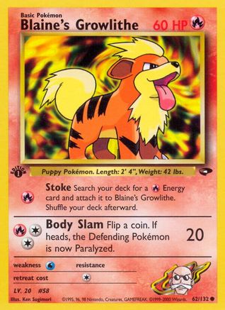 Blaine's Growlithe 062 - Unlimited Gym Challenge - Common