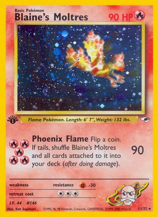 Blaine's Moltres 001 - Unlimited Holofoil Gym Heroes - Holo Rare