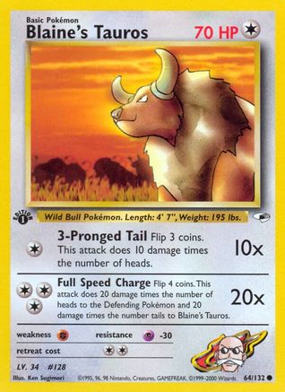 Blaine's Tauros 064 - Unlimited Gym Heroes - Common