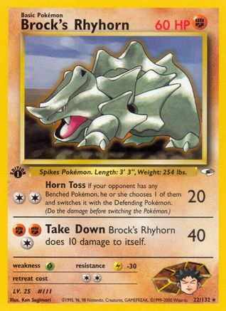 Brock's Rhyhorn (22) 022 - Unlimited Gym Heroes - Rare