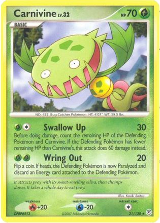 Carnivine - 21/130 - Rare - Reverse Holo