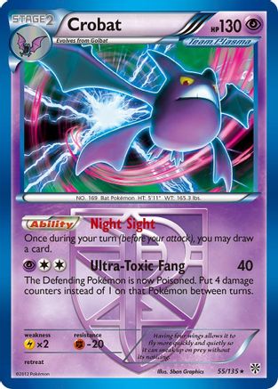Crobat (Team Plasma) - 55/135 - Holo Rare - Reverse Holo