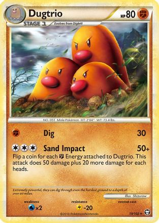 Dugtrio - 19/102 - Rare - Reverse Holo