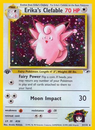 Erika's Clefable 003 - Unlimited Holofoil Gym Heroes - Holo Rare