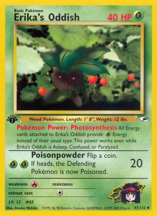 Erika's Oddish (47) 047 - 1st Edition Gym Heroes - Uncommon