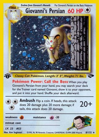 Giovanni's Persian 008/132  - Unlimited Holofoil Gym Challenge - Holo Rare